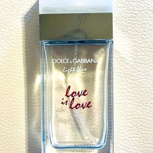 Empty Light Blue Love is Love bottle